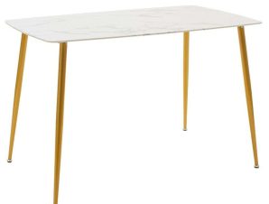 Τραπέζι Paris 029-000152 150x80x75cm Marble Effect White-Gold