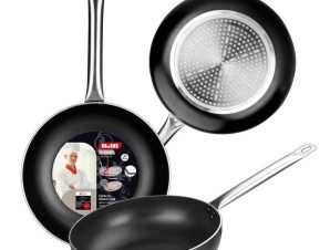 Τηγάνι Wok Αντικολλητικό Ichef 403132 Φ32cm Inox-Black Ibili